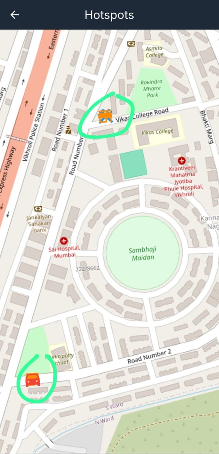 FreeWalk Admin Heatmap showing blocked footpaths
